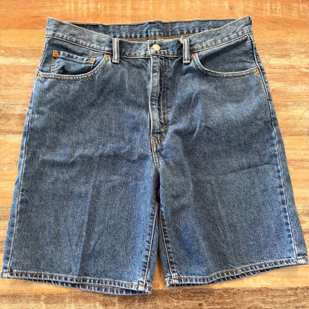 Levis 550 Relaxed Fit Denim Shorts Mens 36 Blue Medium Wash Jorts Jean Shorts